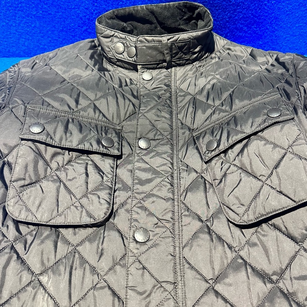 Barbour International Black Quilted Steve McQueen Coat - Large (L)